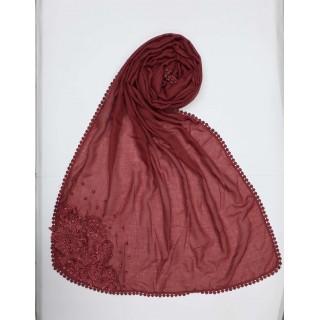 Designer Diamond Studded Women's Stole- Maroon